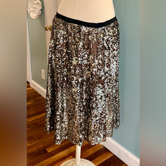 Anthropologie Maeve Orleans gold sequin a-line skirt - Picture 2 of 8